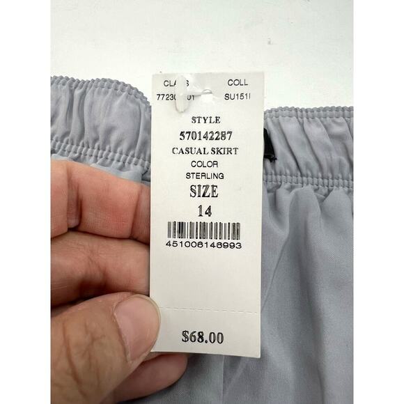 NEW WHITE HOUSE BLACK MARKET GRAY LINED Belted Silver Accents MODAL SKIRT 14 - Picture 8 of 11